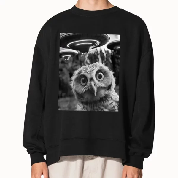 Owl Selfie with UFOs Weird Shirt