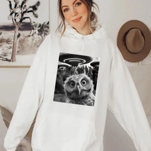 Owl Selfie with UFOs Weird Shirt
