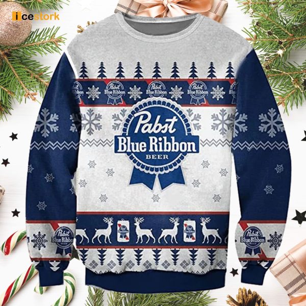 Pabst Blue Ribbion Beer Ugly Christmas Sweater