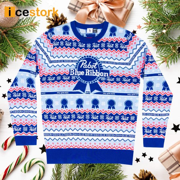 Pabst Fair Isle Beer Holiday Ugly Christmas Sweater