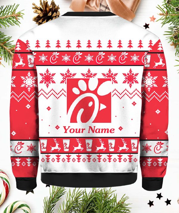 Personalized Name Chick Fil A Ugly Christmas Sweater