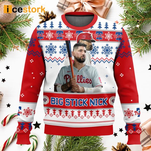Philadelphia Phillies Nick Castellanos Big Stick Nick Ugly Christmas Sweater