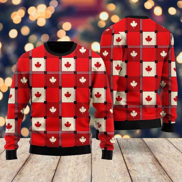 Red Maple Leaf Canada Day Ugly Christmas Sweater