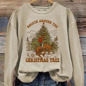 Rockin Around The Christmas Tree Print Sweatshirt