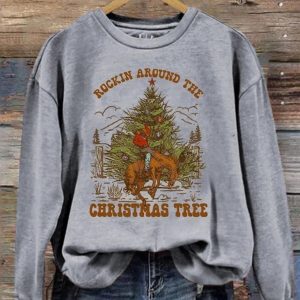 Rockin Around The Christmas Tree Print Sweatshirt