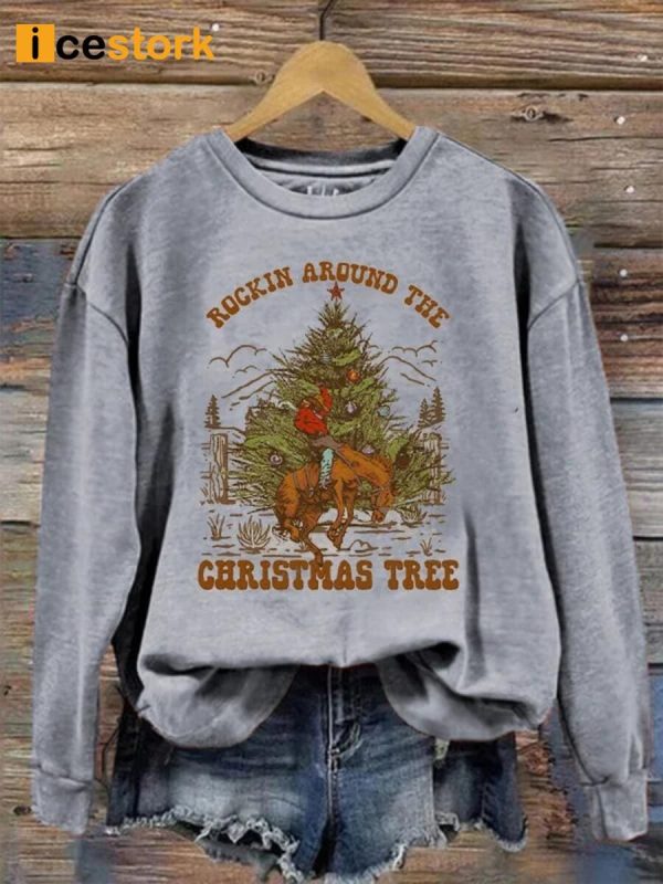 Rockin Around The Christmas Tree Print Sweatshirt