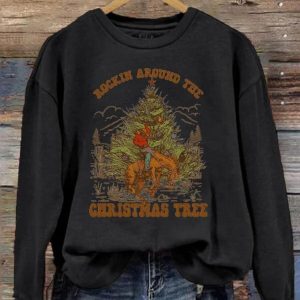 Rockin Around The Christmas Tree Print Sweatshirt