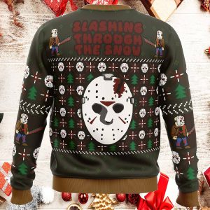 Slashing Through The Snow Jason Voorhees Ugly Christmas Sweater