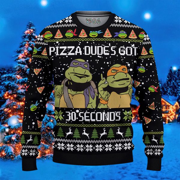 Teenage Mutant Pizza Dude’s Got 30 Seconds Ugly Christmas Sweater