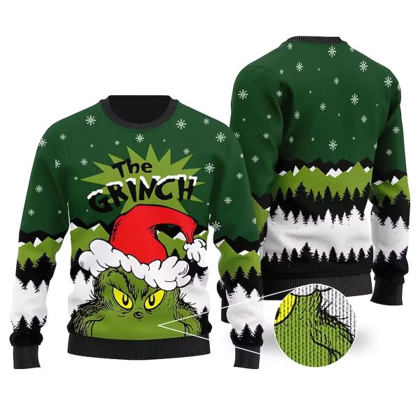 The Grinch With Christmas Hat 3D Ugly Sweater