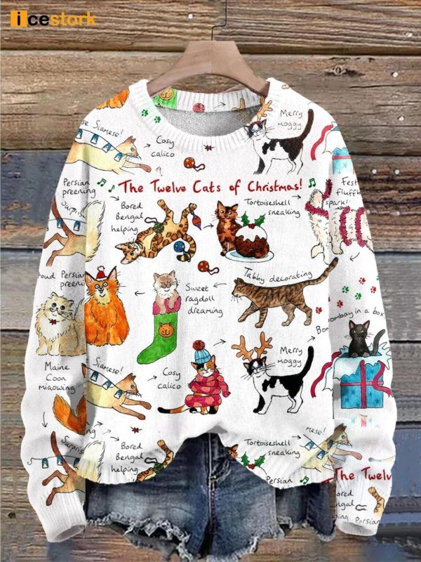 The Twelve Cats Of Christmas Sweater