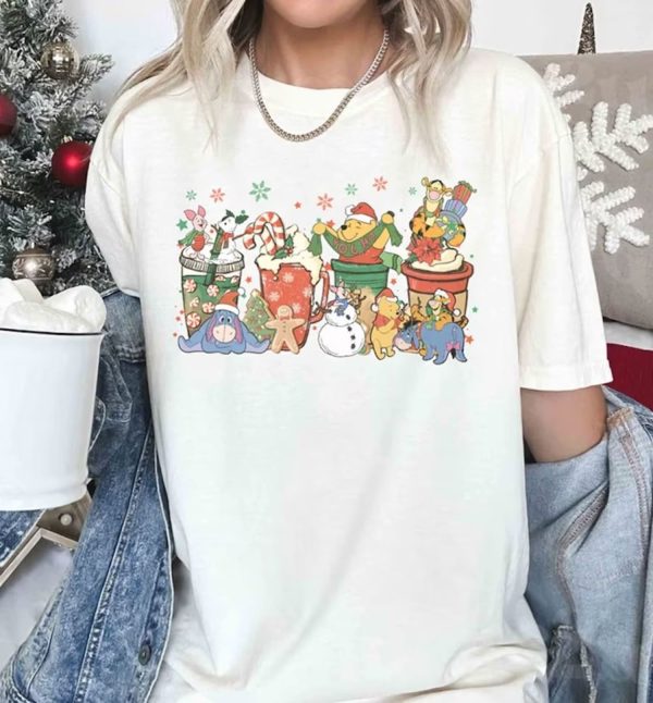 Winnie Pooh and Friends Christmas Drinks Shirt