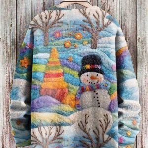 Winter Snowman Print Christmas Sweater