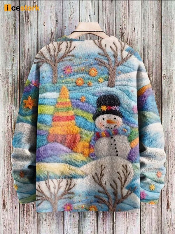 Winter Snowman Print Christmas Sweater