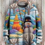 Winter Snowman Print Christmas Sweater