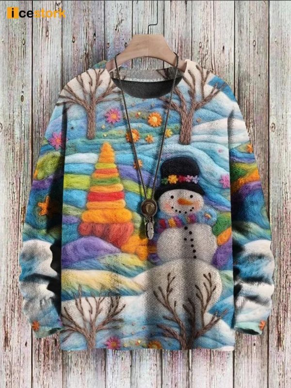 Winter Snowman Print Christmas Sweater