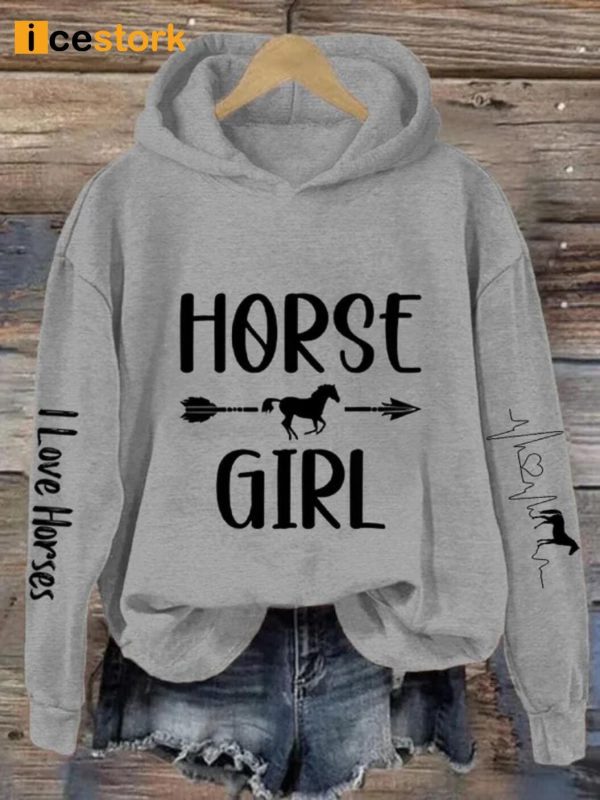 Women’s Heartbeat Horse Lover Casual Hoodie