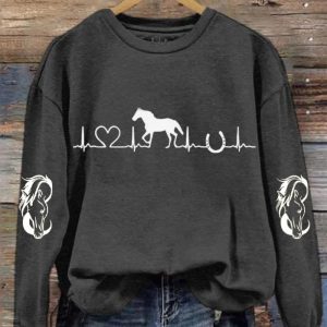 Women's Horse Heartbeat Horse Lover Printed Sweatshirt