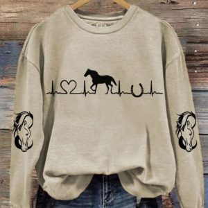 Women's Horse Heartbeat Horse Lover Printed Sweatshirt