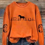 Women’s Horse Heartbeat Horse Lover Printed Sweatshirt