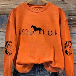 Women's Horse Heartbeat Horse Lover Printed Sweatshirt