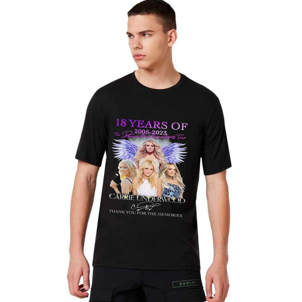 18 Years Of 2005-2023 Denim Rhinestones Tour Carrie Underwood Thank You For  The Memories Shirt
