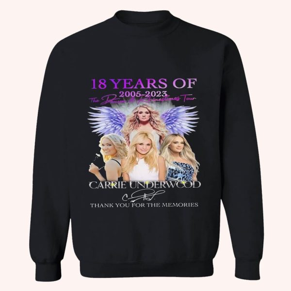 18 Years Of 2005 – 2023 Denim Rhinestones Tour Carrie Underwood Thank You For The Memories Shirt