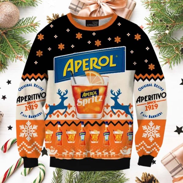 Aperol Spritz Black And Orange Ugly Christmas Sweater
