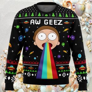 Aw Geez Rick and Morty Ugly Christmas Sweater