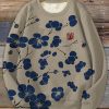 Blue Plum Blossom Art Graphic Print Sweatshirt