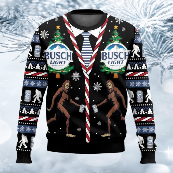 Busch Light Bigfoot Christmas Ugly Sweater