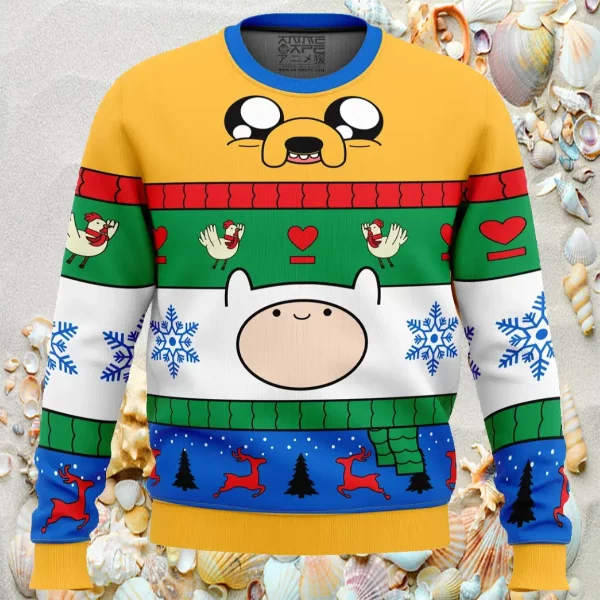 Christmas Finn and Jake Adventure Time Ugly Christmas Sweater