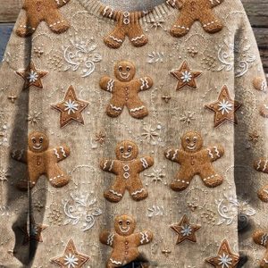 Christmas Gingerbread Cookies Cottagecore Boho Sweater