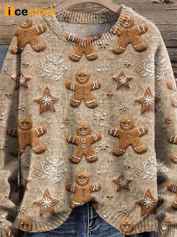 Christmas Gingerbread Cookies Cottagecore Boho Sweater