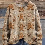 Christmas Gingerbread Cookies Cottagecore Boho Sweater