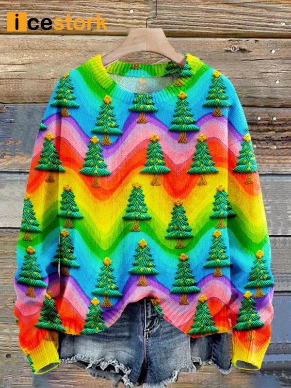 Christmas Rainbow Tree Art Print Sweater