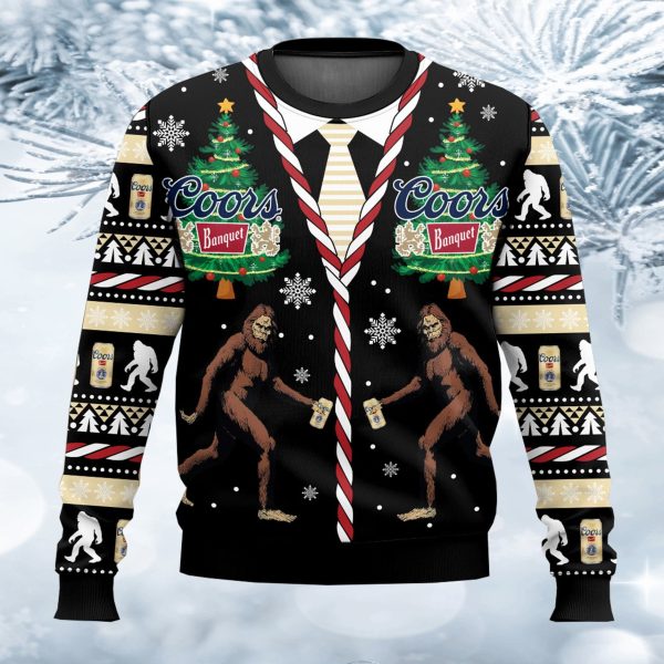 Coors Banquet Bigfoot Christmas Ugly Sweater