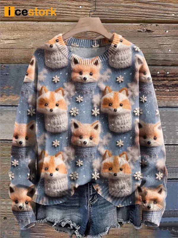 Cute Christmas Fox Snowy Sweatshirt