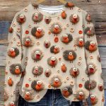 Cute Little Turkeys Fall Thanksgiving Print Sweatshirt