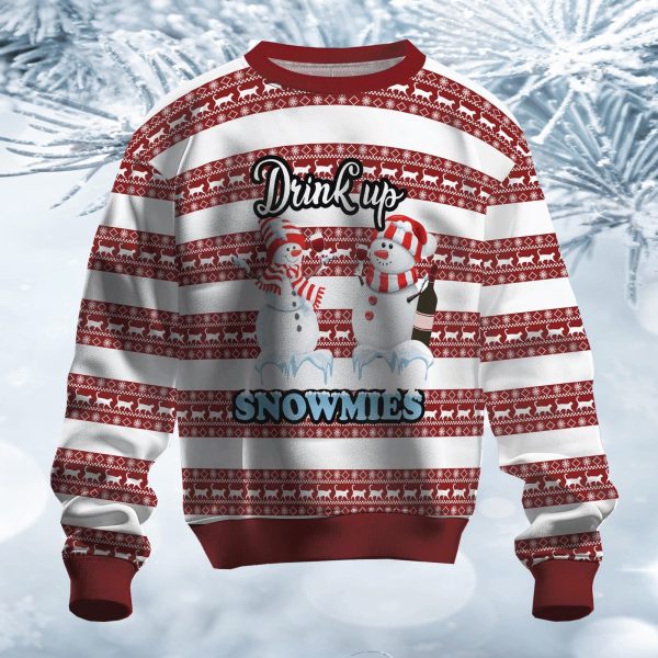 Drink Up Snowmies Ugly Christmas Sweater