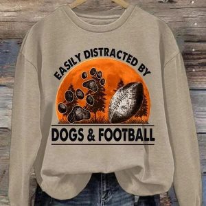 Easily Distracted By Dogs And Football Sweatshirt 1