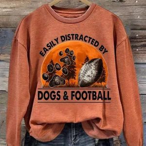 Easily Distracted By Dogs And Football Sweatshirt 2