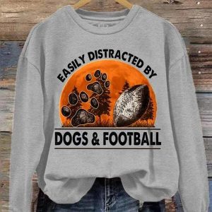 Easily Distracted By Dogs And Football Sweatshirt 3