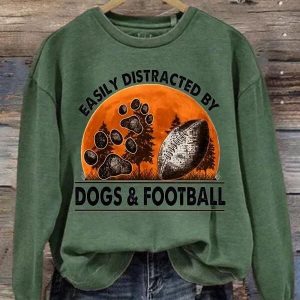 Easily Distracted By Dogs And Football Sweatshirt 4