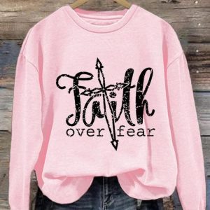 Faith Over Fear Printed Crewneck Sweatshirt