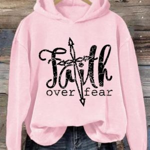 Faith Over Fear Printed Crewneck Sweatshirt