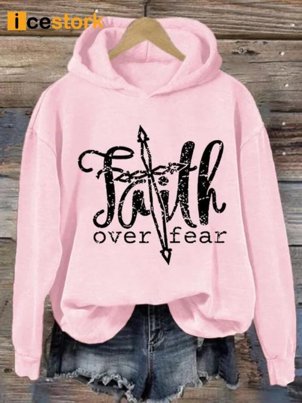 Faith Over Fear Printed Crewneck Sweatshirt