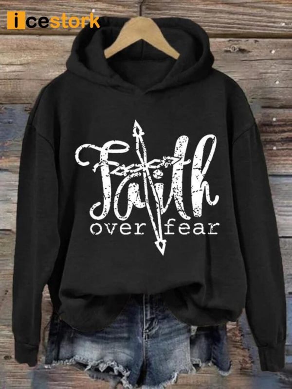 Faith Over Fear Printed Crewneck Sweatshirt