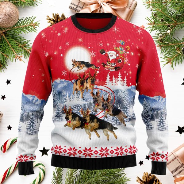 German Shepherd Santa Claus Ugly Christmas Sweater
