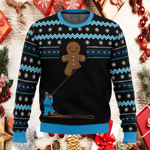Gingerbread Cookie Monster Ugly Christmas Sweater